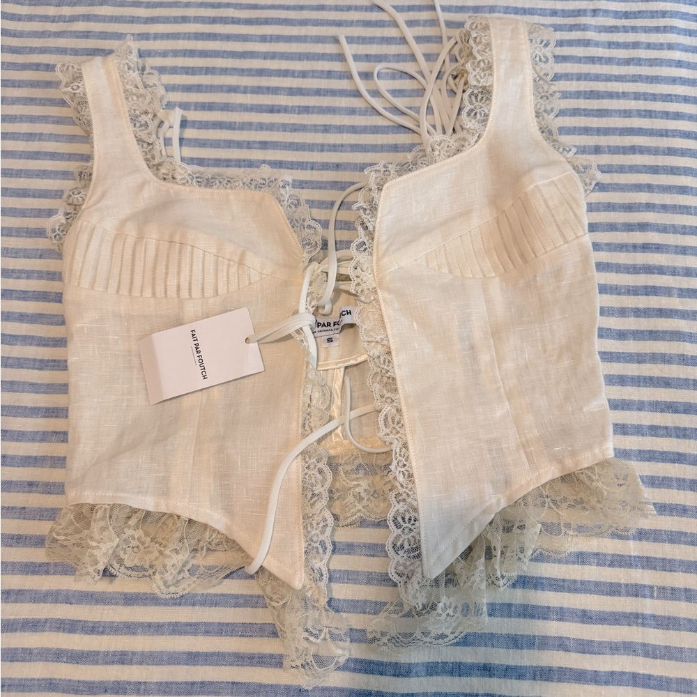 NWT Fait Par Foutch Renee top, Ivory, S - Picture 2 of 4